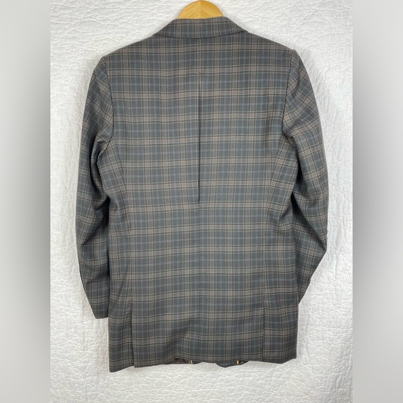 🔥Young Kings By Steve Harvey (2pcs) Plaid Brown Blue Blazer & Pants Suit - Picture 6 of 16